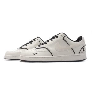【AT3183】LV x Nike Nike Court Vision Loは、80年代のレトロバスケットボールシューズを継承し、カレッジ風のディテールを加えたロープロファイルのスポーツシューズです。