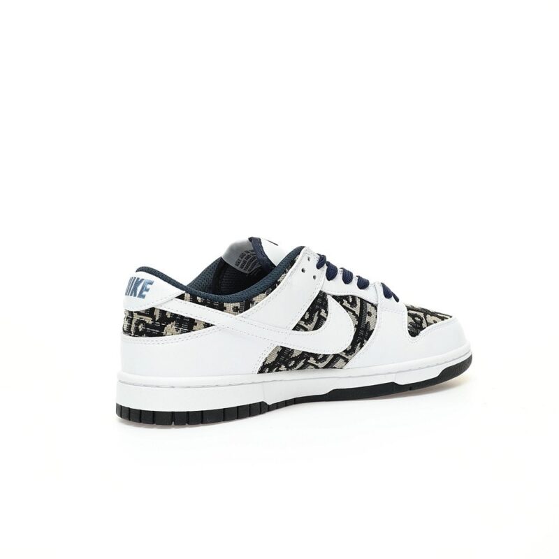 【AT3209】Dior x Nike Nike SB Dunk Low ディオール×ナイキナイキSBダンクロー「ディオール」バスケットボールコレクションロートップカジュアルスポーツスケートシューズ「レザーホワイトディープブルーディオールフラワー」