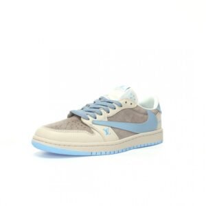 【AT3210】Louis Vuitton x Travis Scott x Nike Air Jordan 1 Low OG SP "Beige/Light Blue/Gold LV" AJ1は、クラシックな低カット文化、カジュアル、スポーツ、バスケットボールに適したシューズです。