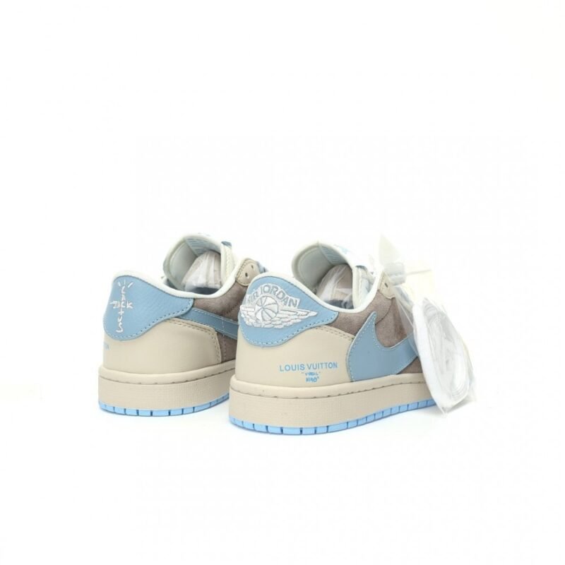 【AT3210】Louis Vuitton x Travis Scott x Nike Air Jordan 1 Low OG SP "Beige/Light Blue/Gold LV" AJ1は、クラシックな低カット文化、カジュアル、スポーツ、バスケットボールに適したシューズです。