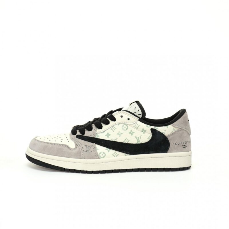 【AT3211】Louis Vuitton x Travis Scott x Nike Air Jordan 1 Low OG SP"LV Monogram"AJ1ジョーダン1ローオージーエスピー"LVモノグラム"は、クラシックな低カット文化で使いやすく休暇やバスケットボールのための靴です。