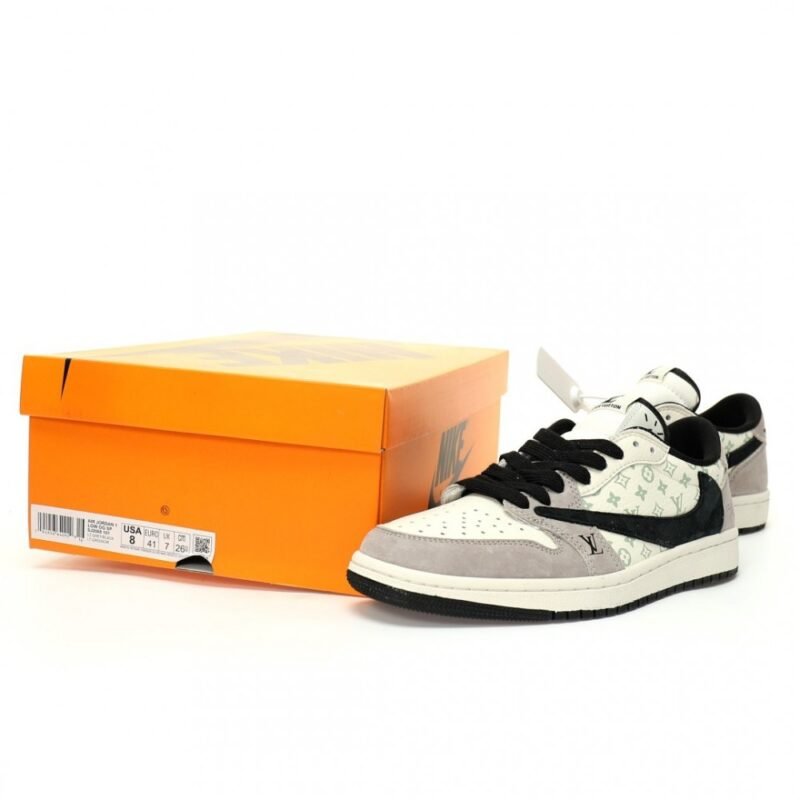 【AT3211】Louis Vuitton x Travis Scott x Nike Air Jordan 1 Low OG SP"LV Monogram"AJ1ジョーダン1ローオージーエスピー"LVモノグラム"は、クラシックな低カット文化で使いやすく休暇やバスケットボールのための靴です。