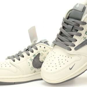 【AT3212】Louis Vuitton x Travis Scott x Nike Air Jordan 1 Low OG SP ルイ・ヴィトン x トラヴィス・スコット x ナイキ エア ジョーダン 1 ロー OG SP "ベージュ/グレー/グルーミーベア/LV" AJ1 ジョーダン1 ローカットのクラシックなカルチャーに万能でカジュアルなスポーツ バスケットボールシューズ
