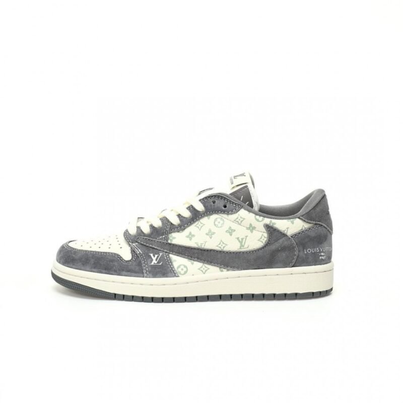 【AT3217】Louis Vuitton x Travis Scott x Nike Air Jordan 1 Low OG SP トップラッパーであるTravis Scottが、フランスの高級ブランドLouis VuittonとNike Air Jordan 1 Low OG SPのコラボレーションモデルを特別に制作しました。