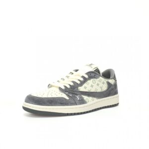 【AT3217】Louis Vuitton x Travis Scott x Nike Air Jordan 1 Low OG SP トップラッパーであるTravis Scottが、フランスの高級ブランドLouis VuittonとNike Air Jordan 1 Low OG SPのコラボレーションモデルを特別に制作しました。