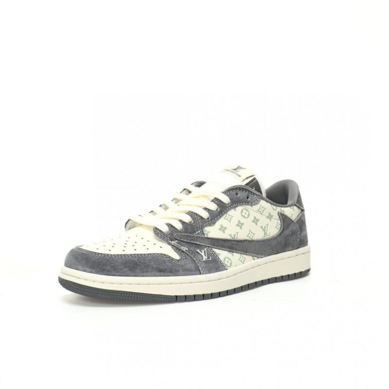 【AT3217】Louis Vuitton x Travis Scott x Nike Air Jordan 1 Low OG SP トップラッパーであるTravis Scottが、フランスの高級ブランドLouis VuittonとNike Air Jordan 1 Low OG SPのコラボレーションモデルを特別に制作しました。