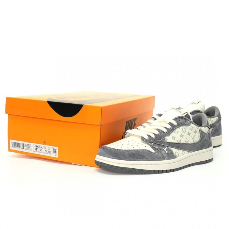 【AT3217】Louis Vuitton x Travis Scott x Nike Air Jordan 1 Low OG SP トップラッパーであるTravis Scottが、フランスの高級ブランドLouis VuittonとNike Air Jordan 1 Low OG SPのコラボレーションモデルを特別に制作しました。