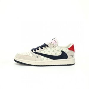 【AT3218】Louis Vuitton x Travis Scott x Nike Air Jordan 1 Low OG SP 人気のヒップホップアーティスト、トラヴィス・スコットが、フランスの高級ブランド、ルイ・ヴィトンとコラボしたNike Air Jordan 1 Low OG SPをカスタマイズしました。