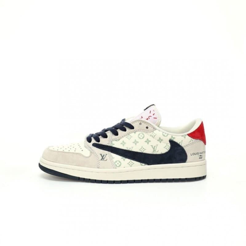 【AT3218】Louis Vuitton x Travis Scott x Nike Air Jordan 1 Low OG SP 人気のヒップホップアーティスト、トラヴィス・スコットが、フランスの高級ブランド、ルイ・ヴィトンとコラボしたNike Air Jordan 1 Low OG SPをカスタマイズしました。