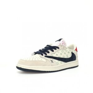 【AT3218】Louis Vuitton x Travis Scott x Nike Air Jordan 1 Low OG SP 人気のヒップホップアーティスト、トラヴィス・スコットが、フランスの高級ブランド、ルイ・ヴィトンとコラボしたNike Air Jordan 1 Low OG SPをカスタマイズしました。