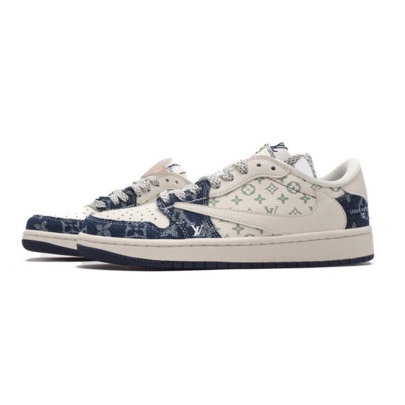 【AT3222】LV x NikeのNike Air Jordan 1 Low OG SP "Military Blue"は、AJ1シルエットのローカットバスケットボールシューズであり、ルイ・ヴィトンとのコラボレーションです。