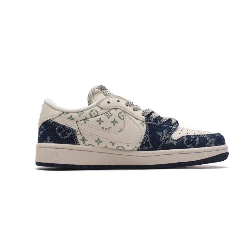 【AT3222】LV x NikeのNike Air Jordan 1 Low OG SP "Military Blue"は、AJ1シルエットのローカットバスケットボールシューズであり、ルイ・ヴィトンとのコラボレーションです。