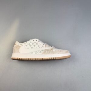 【AT3224】Louis Vuitton x Travis Scott x Air Jordan 1 Low ルイヴィトン×トラビス・スコット×エア ジョーダン 1 ロー LV コーデュロイ デニム オフホワイト AJ1 ジョーダン1 代