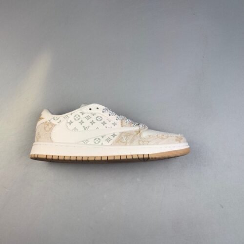 【AT3224】Louis Vuitton x Travis Scott x Air Jordan 1 Low ルイヴィトン×トラビス・スコット×エア ジョーダン 1 ロー LV コーデュロイ デニム オフホワイト AJ1 ジョーダン1 代