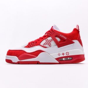 【AT3228】Louis Vuitton x Air Jordan 4 Retro ルイ・ヴィトン×エアジョーダン4レトロバスケットボールシューズシリーズ。シューズ全体はレザー素材で作られ、アッパーには白色のLVプリントが主体となっています。
