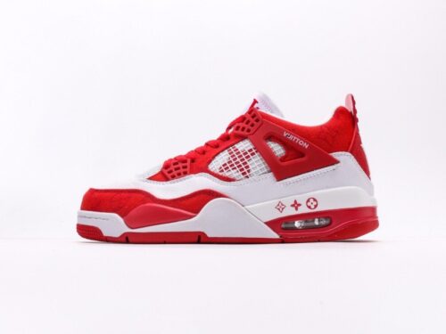 【AT3228】Louis Vuitton x Air Jordan 4 Retro ルイ・ヴィトン×エアジョーダン4レトロバスケットボールシューズシリーズ。シューズ全体はレザー素材で作られ、アッパーには白色のLVプリントが主体となっています。