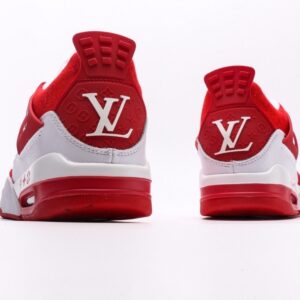 【AT3228】Louis Vuitton x Air Jordan 4 Retro ルイ・ヴィトン×エアジョーダン4レトロバスケットボールシューズシリーズ。シューズ全体はレザー素材で作られ、アッパーには白色のLVプリントが主体となっています。