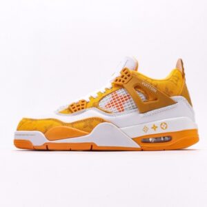 【AT3230】Louis Vuitton x Air Jordan 4 Retro ルイ・ヴィトン×エア・ジョーダン4レトロは、革素材で作られており、アッパーには白いLVプリントがメインフレームとして使用されています。
