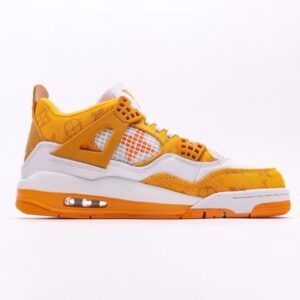 【AT3230】Louis Vuitton x Air Jordan 4 Retro ルイ・ヴィトン×エア・ジョーダン4レトロは、革素材で作られており、アッパーには白いLVプリントがメインフレームとして使用されています。