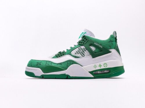 【AT3231】Louis Vuitton x Air Jordan 4 Retro ルイ・ヴィトン × エア ジョーダン 4 レトロバスケットボールシューズシリーズ。 シューズ全体は革で作られ、アッパーには白いLVプリントが主体となっています。