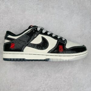 【AT3244】Nike SB Dunk Low Black and White Snake Limited Skateboarding Shoes Nike SBダンクロー ブラックアンドホワイトスネークプリント限定スケートシューズ