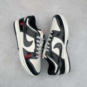 【AT3244】Nike SB Dunk Low Black and White Snake Limited Skateboarding Shoes Nike SBダンクロー ブラックアンドホワイトスネークプリント限定スケートシューズ