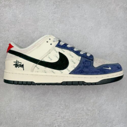 【AT3247】Nike x Stüssy コラボ Dunk Low ブルーホワイト ヴィンテージリミテッドエディション - トレンドとクラシックの完璧な組み合わせ