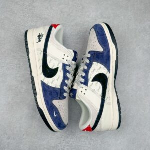 【AT3247】Nike x Stüssy コラボ Dunk Low ブルーホワイト ヴィンテージリミテッドエディション - トレンドとクラシックの完璧な組み合わせ