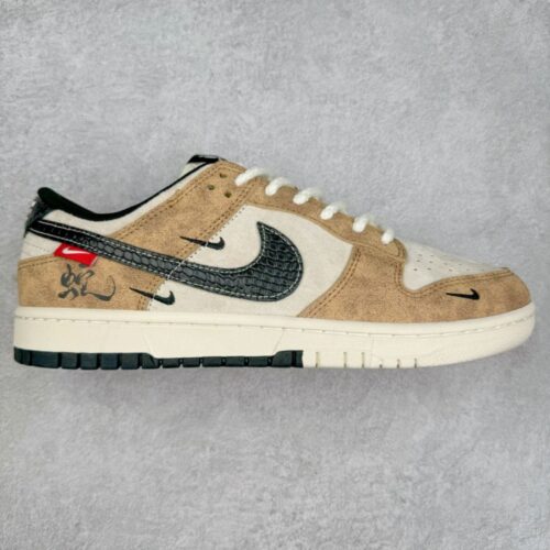 【AT3248】Nike x カクタスジャックコラボDunk Lowブラウンスネーク限定版-流行とレトロ、そして野性の魅力が融合したコラボ商品