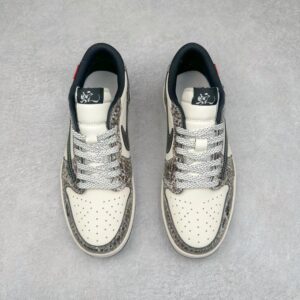 【AT3250】Nike x Cactus Jack Air Jordan AJ1 Low コラボ ローカット スニーカー ブラックホワイト スネーク柄 限定版 - 流行の新定義、ユニークなデザイン