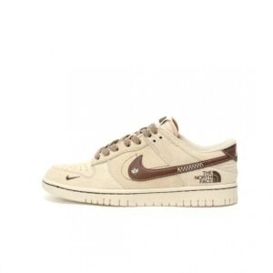 【AT3259】Nike x The North FaceのNike Dunk Low Retroの茶色のパッチワークデザインのスケートシューズ