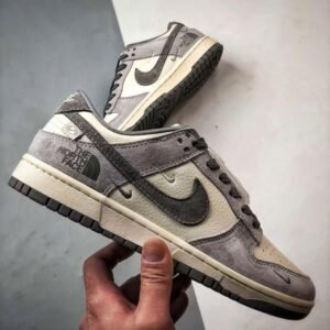 【AT3273】Nike x The North Face Dunk Low ナイキ×ザ・ノースフェイス ダンクロー 灰色のレトロスポーツシューズ ファッション性の高いデザイン ナイキ ダンクロー レトロ ノースフェイス オフホワイトグレー ダブルフック ロープロファイル カジュアルスポーツシューズ