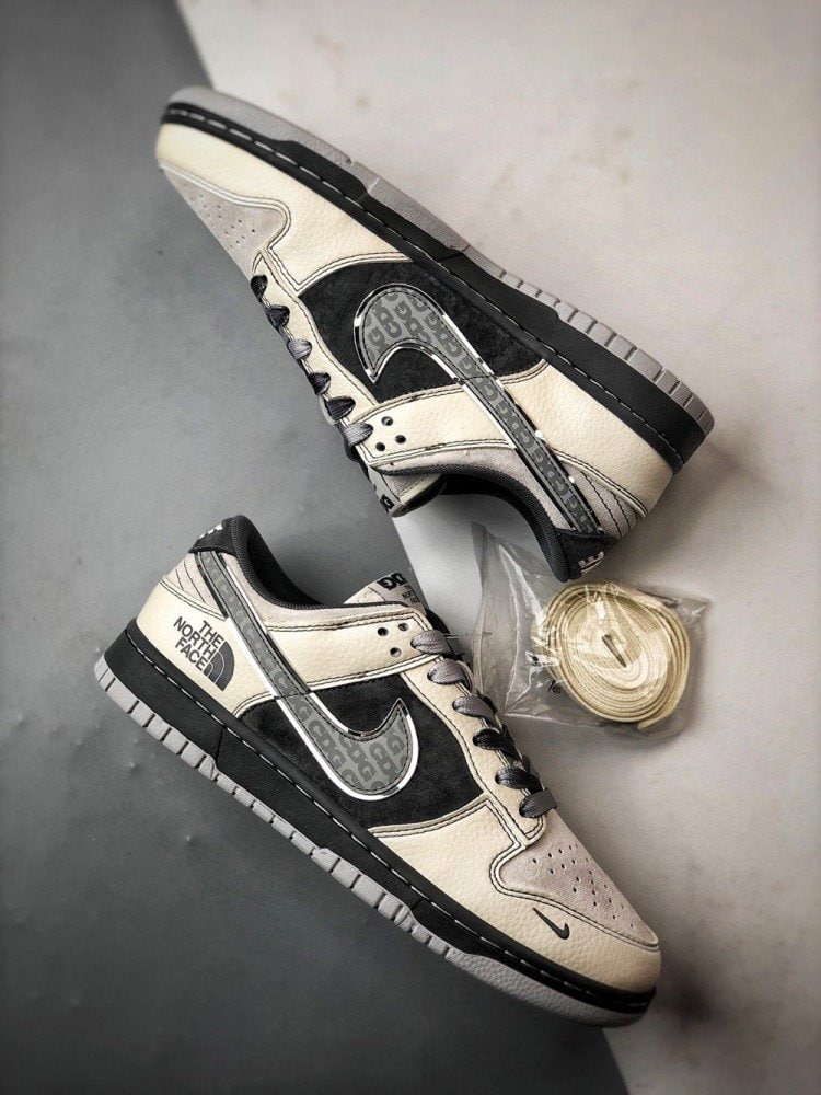 【AT3277】The North Face x CDG Nike Dunk Low - ファッションクラシックコラボスニーカー Nike Dunk Low Retro ノースフェイスCDG ミッドグレー ローカットカジュアルスポーツシューズ
