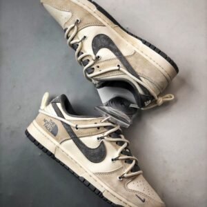 【AT3279】The North Face x Nike ノースフェイス×ナイキ　ナイキダンクローレトロ　ノースフェイスのグレーウィートデコンストラクティブストラップ　ローカットカジュアルスポーツシューズ