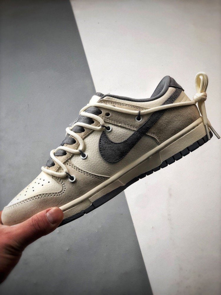 【AT3279】The North Face x Nike ノースフェイス×ナイキ　ナイキダンクローレトロ　ノースフェイスのグレーウィートデコンストラクティブストラップ　ローカットカジュアルスポーツシューズ