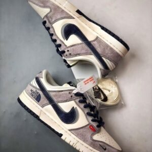 【AT3285】The North Face × Nike ノースフェイス×ナイキのコラボレーションクラシックレトロスポーツシューズ - 個性的なトレンド必須アイテム。 ナイキ ダンク ロー レトロ ノースフェイス ベージュブルー ダブルフック ローカットカジュアルスポーツシューズ