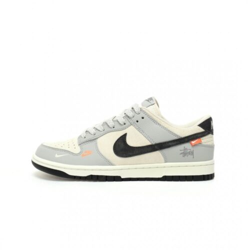 【AT3288】Nike x StussyのNike Dunk Low "Stussy"コラボスニーカーNike Dunk Low Retro ステューシー ミストグレー ブラック フック ローカット カジュアルスポーツシューズ