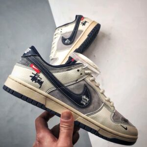 【AT3289】Nike x Stussy Nike Dunk Low Retro ステューシーのサイン入りブルーフック ロートップカジュアルスポーツシューズ