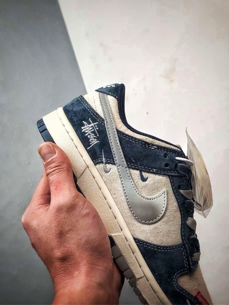 【AT3291】Nike x Stussy x Supreme Nike Dunk Low Retro ステューシー ブルー ホワイト リフレクティブ グレー チェック ローカット カジュアル スポーツ スニーカー