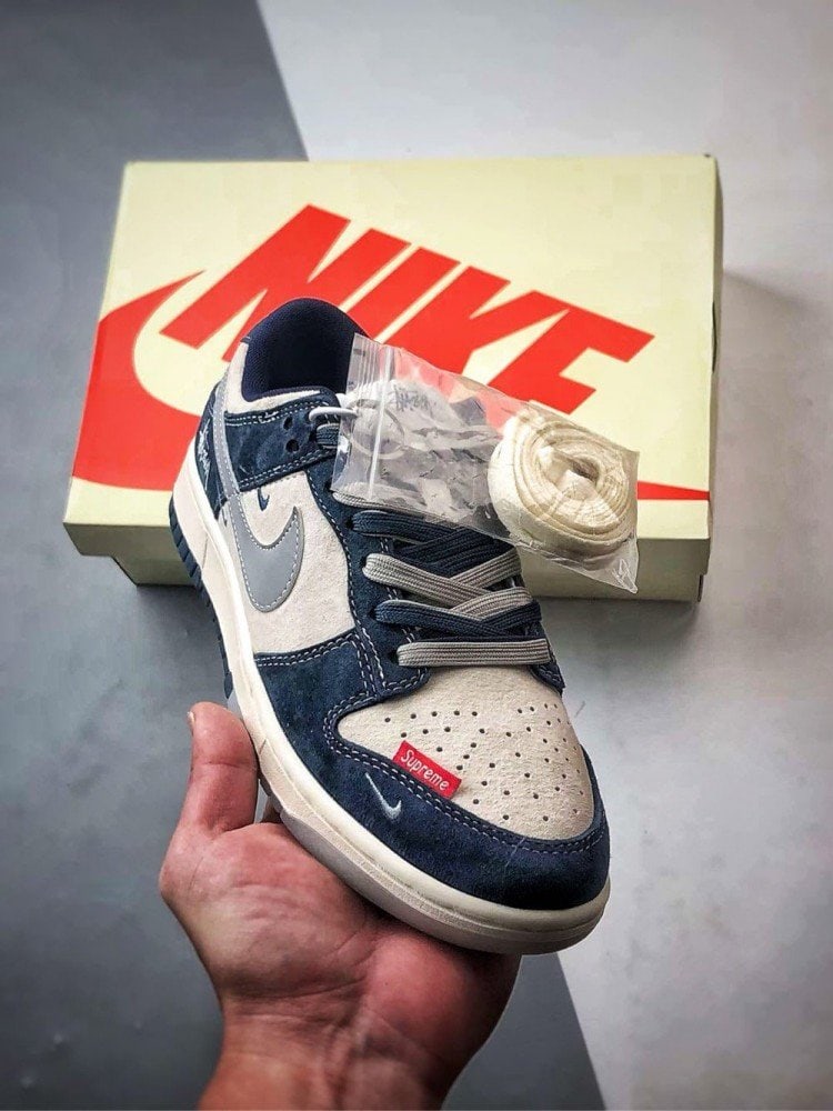 【AT3291】Nike x Stussy x Supreme Nike Dunk Low Retro ステューシー ブルー ホワイト リフレクティブ グレー チェック ローカット カジュアル スポーツ スニーカー