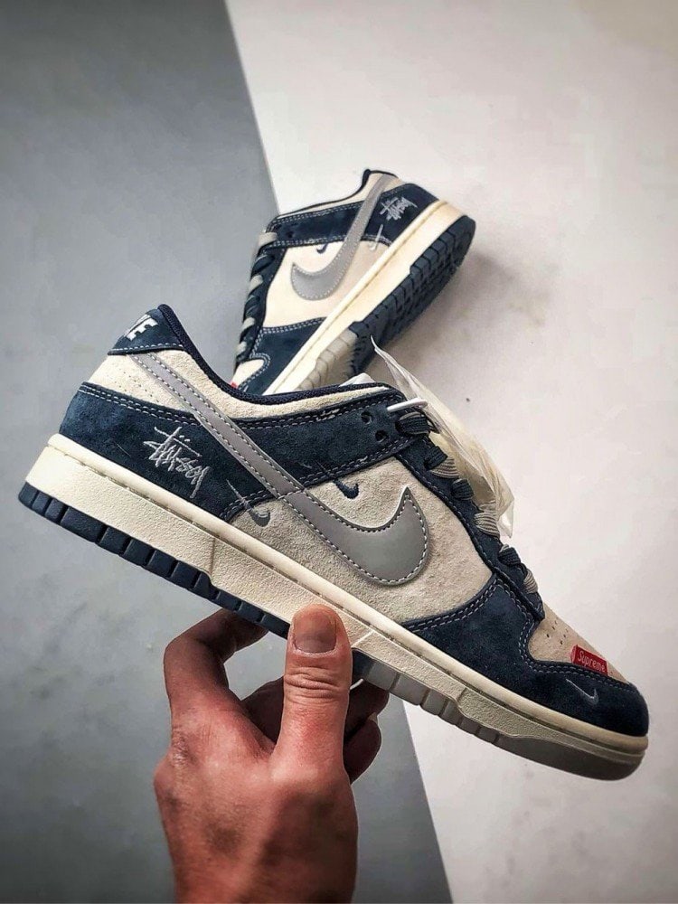 【AT3291】Nike x Stussy x Supreme Nike Dunk Low Retro ステューシー ブルー ホワイト リフレクティブ グレー チェック ローカット カジュアル スポーツ スニーカー