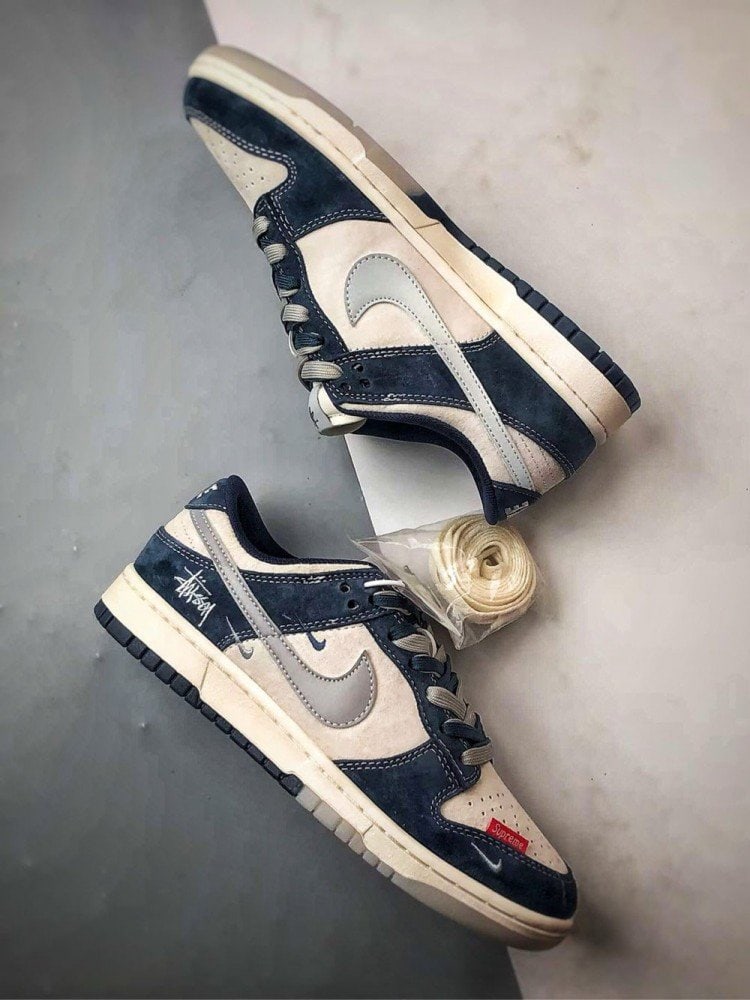 【AT3291】Nike x Stussy x Supreme Nike Dunk Low Retro ステューシー ブルー ホワイト リフレクティブ グレー チェック ローカット カジュアル スポーツ スニーカー