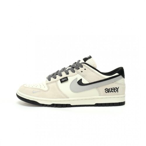 【AT3292】Nike Dunk x Stussy コラボレーションモデル Nike Dunk Low Retro ストゥーシー ミストブラック ダブルスウッシュ ローカット カジュアルスポーツシューズ