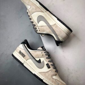 【AT3292】Nike Dunk x Stussy コラボレーションモデル Nike Dunk Low Retro ストゥーシー ミストブラック ダブルスウッシュ ローカット カジュアルスポーツシューズ
