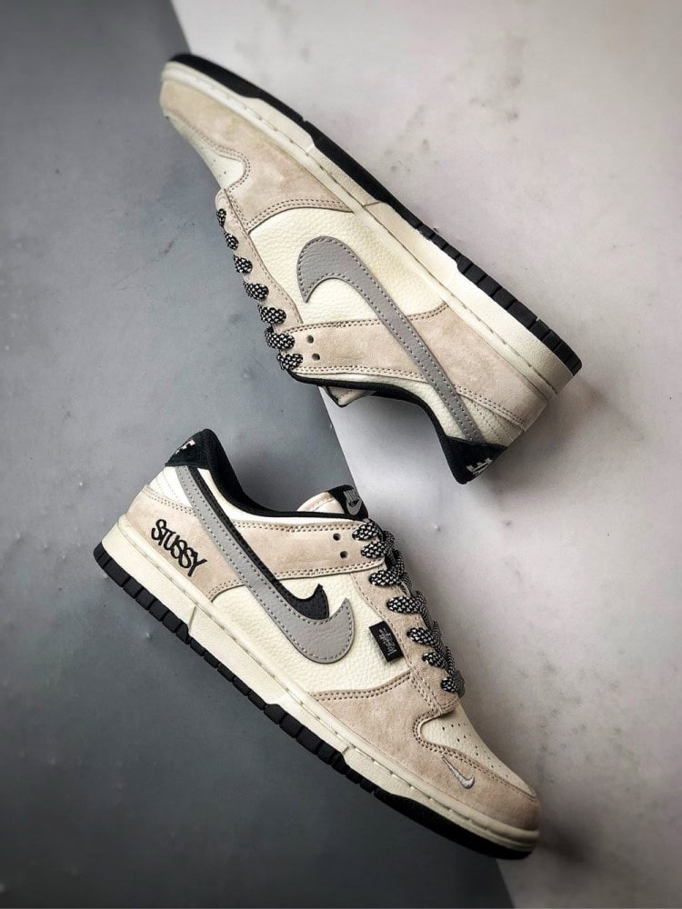 【AT3292】Nike Dunk x Stussy コラボレーションモデル Nike Dunk Low Retro ストゥーシー ミストブラック ダブルスウッシュ ローカット カジュアルスポーツシューズ