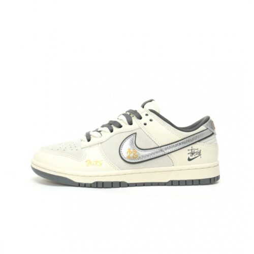 【AT3293】Nike Dunk x Stussyコラボレーションスニーカー Nike Dunk Low Retro ステューシー蛇年グレーシルバーフック ローカットカジュアルスポーツシューズ