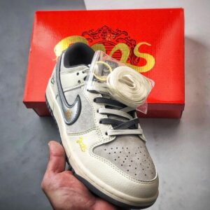 【AT3293】Nike Dunk x Stussyコラボレーションスニーカー Nike Dunk Low Retro ステューシー蛇年グレーシルバーフック ローカットカジュアルスポーツシューズ