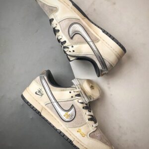【AT3293】Nike Dunk x Stussyコラボレーションスニーカー Nike Dunk Low Retro ステューシー蛇年グレーシルバーフック ローカットカジュアルスポーツシューズ