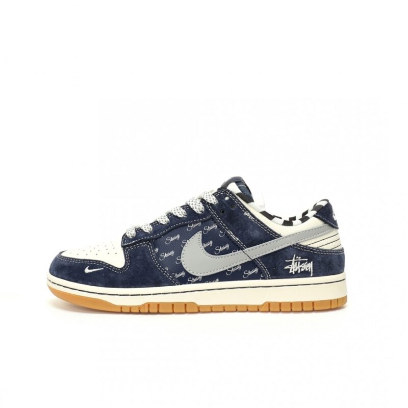 【AT3294】Nike Dunk x Stussy コラボレーションモデル Nike Dunk Low Retro ステューシー ホワイトブルーグレーガムソール ローカット カジュアルスポーツシューズ