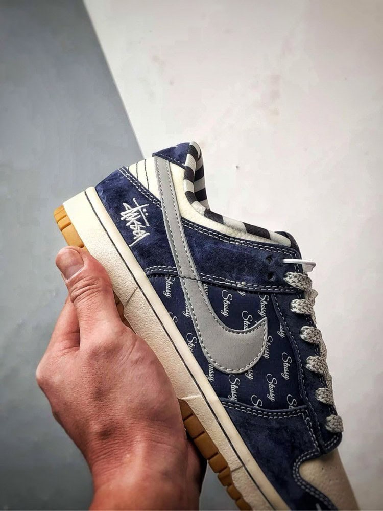【AT3294】Nike Dunk x Stussy コラボレーションモデル Nike Dunk Low Retro ステューシー ホワイトブルーグレーガムソール ローカット カジュアルスポーツシューズ
